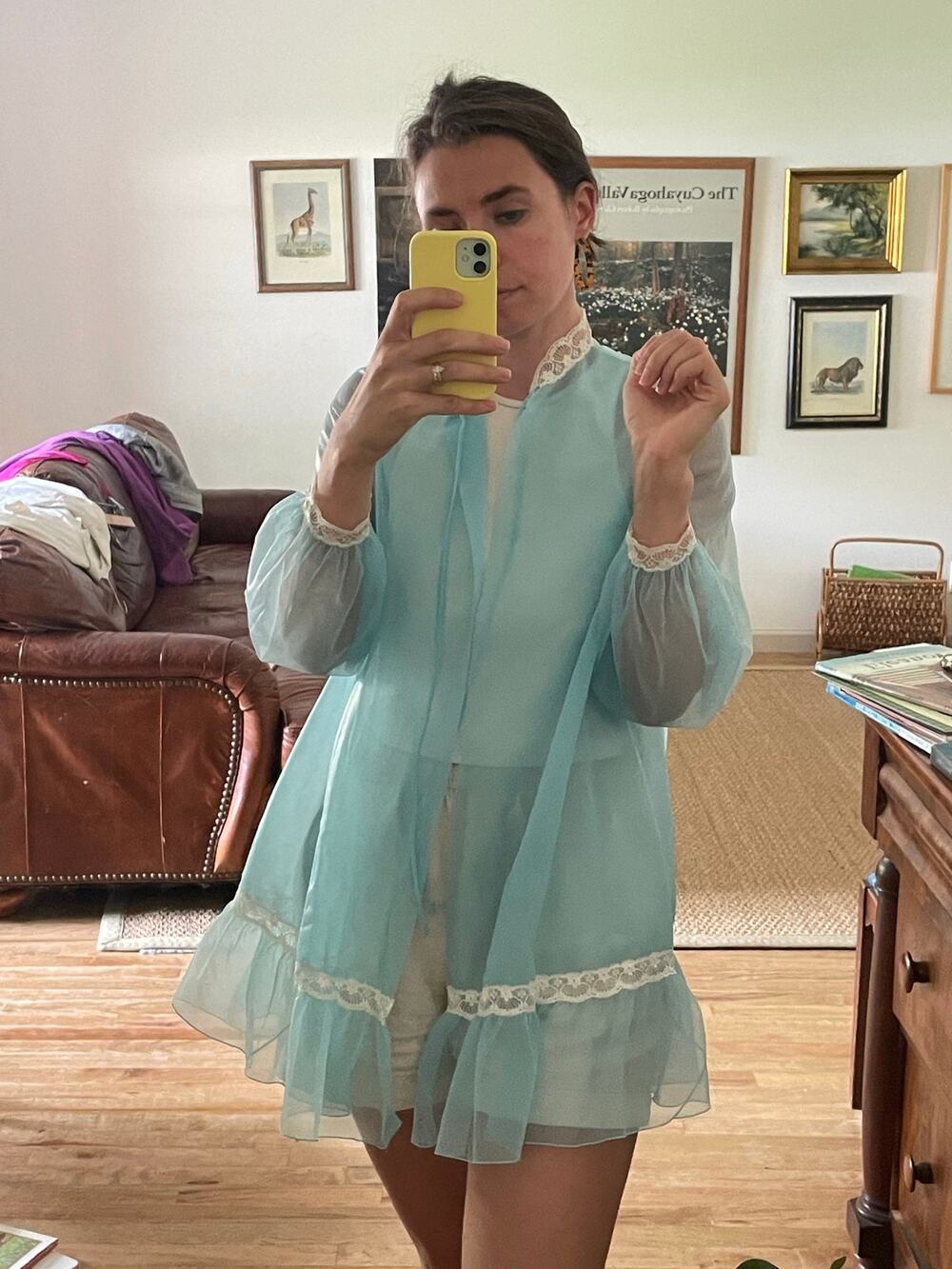 60s Georgette Sheer Babydoll Top